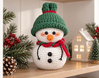 Handmade Crochet Christmas Snowman – Cute Amigurumi Holiday Decoration