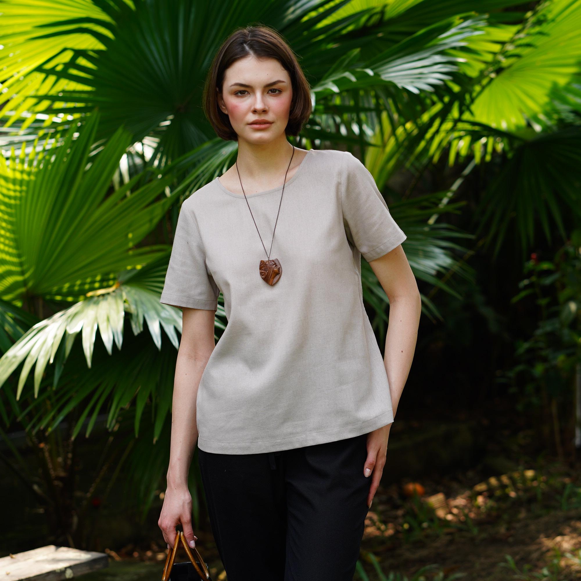 Everyday Linen Top CLARA, Short Sleeve Linen Blouse, Linen Loose