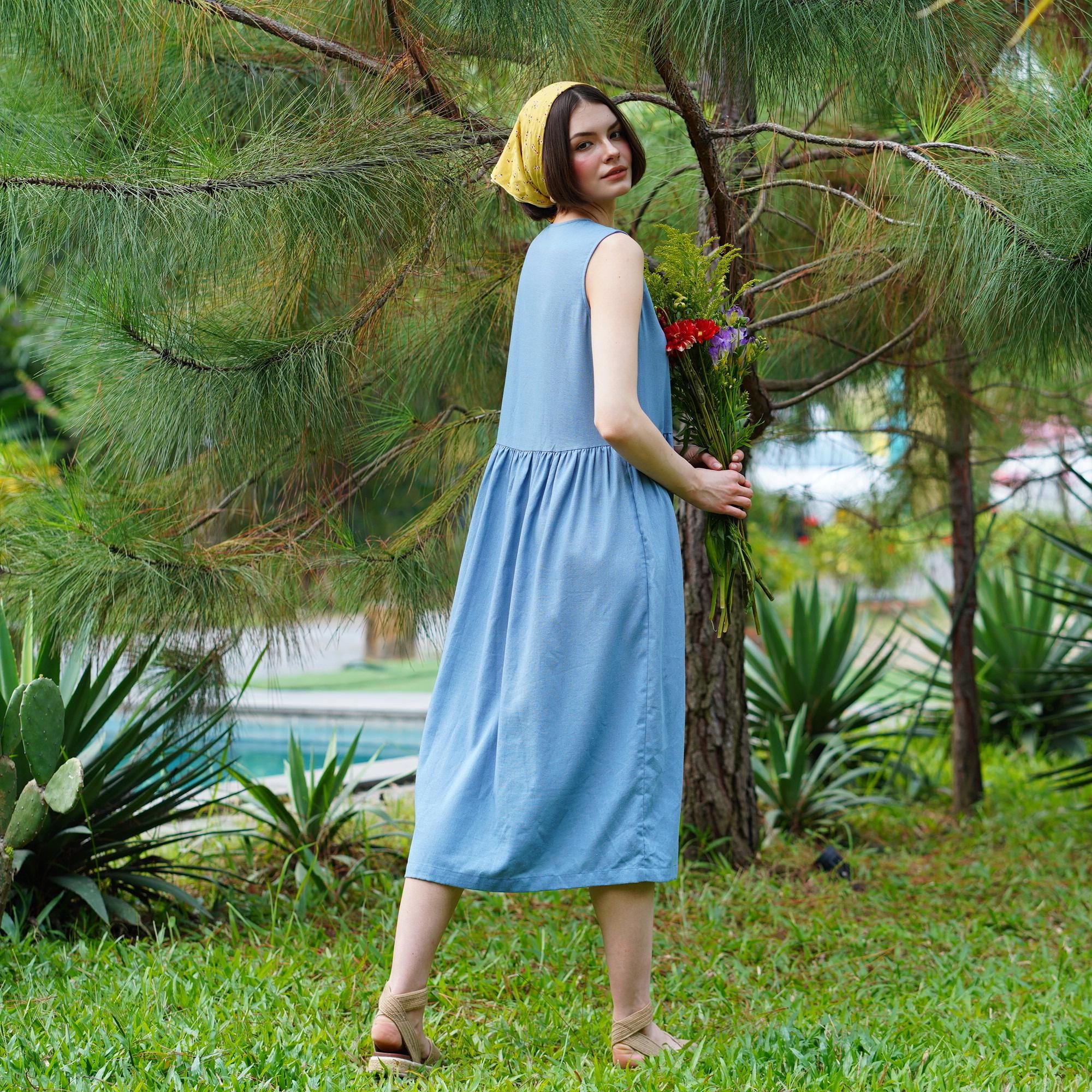 chinese dress ladies Women's Long Linen Dresses Monserrat