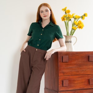 Linen short sleeves shirt - Linen Clothing for Women - Premium Natural Fabric