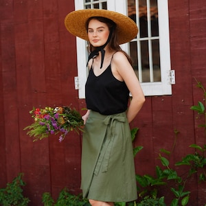 Linen Wrap Skirt, High waisted skirt, Linen circle skirt, Linen summer skirt, Linen clothing for women