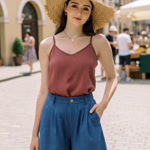 Linen Camisole – Women's V Neck Cami Top