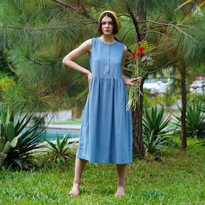 Linen loose sleeveless dress in MAXI length | Loose linen sleeveless summer dress | Premium Linen Clothing for Women