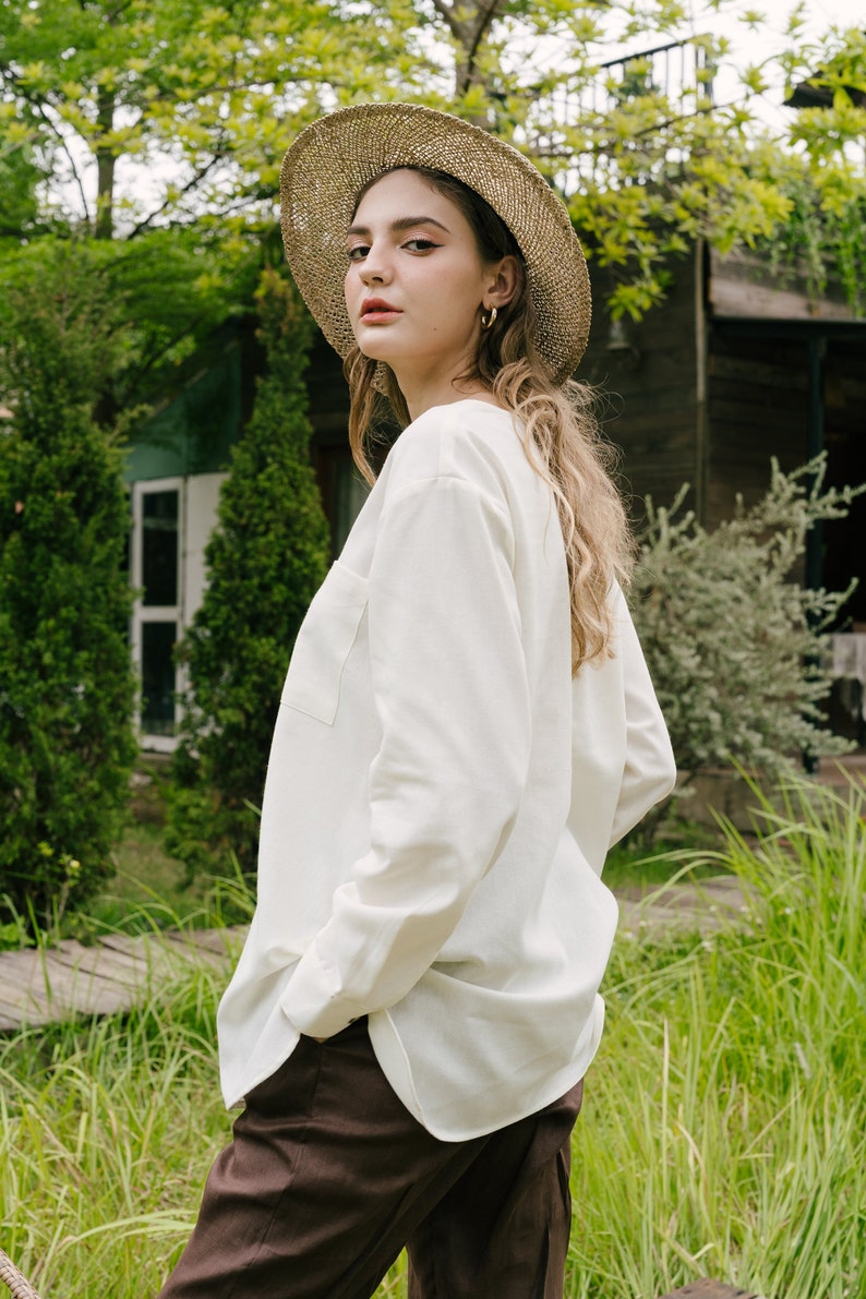 Oversized Linen Shirt Linen Clothing for Women image 3