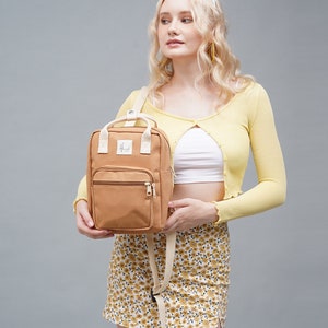 Aki MINI Canvas backpack, Backpack for Women, Teens gift, Birthday gift, Travel backpack, Weekend backpack, Gift for Her, Anniversary gift Latte