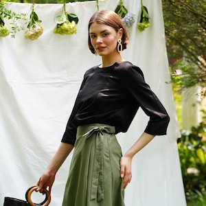 Linen wrap skirt with side tie | Linen Wrap Skirt Knee Length | High waisted skirt | A-line linen skirt | Linen clothing for women