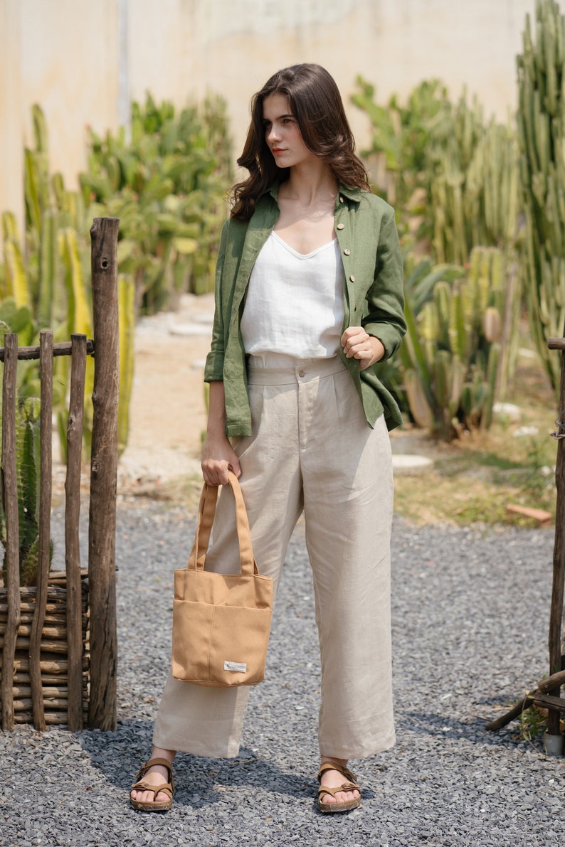 Linen Long Pants Wide Leg Pants Linen Clothing for Women image 5