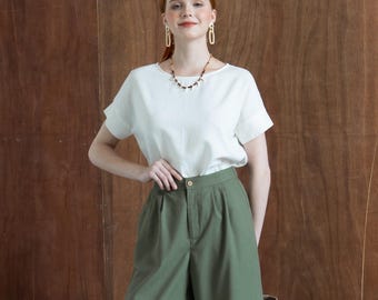Linen tee - Linen short sleeves top - Linen short sleeves blouse - Linen Clothing for Woman - Premium Natural Fabrics