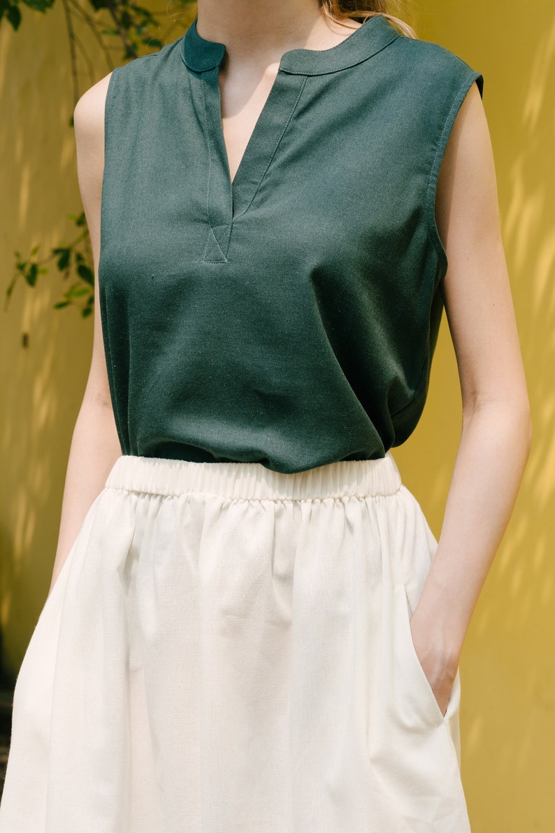 Linen Skirt, Midi Linen Skirt, High Waist Skirt, Premium Linen Clothing for Women image 3