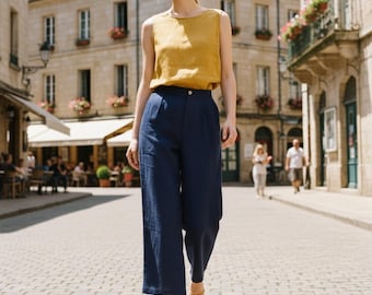 Linen Wide Leg Pants – Women's Summer Casual Trousers