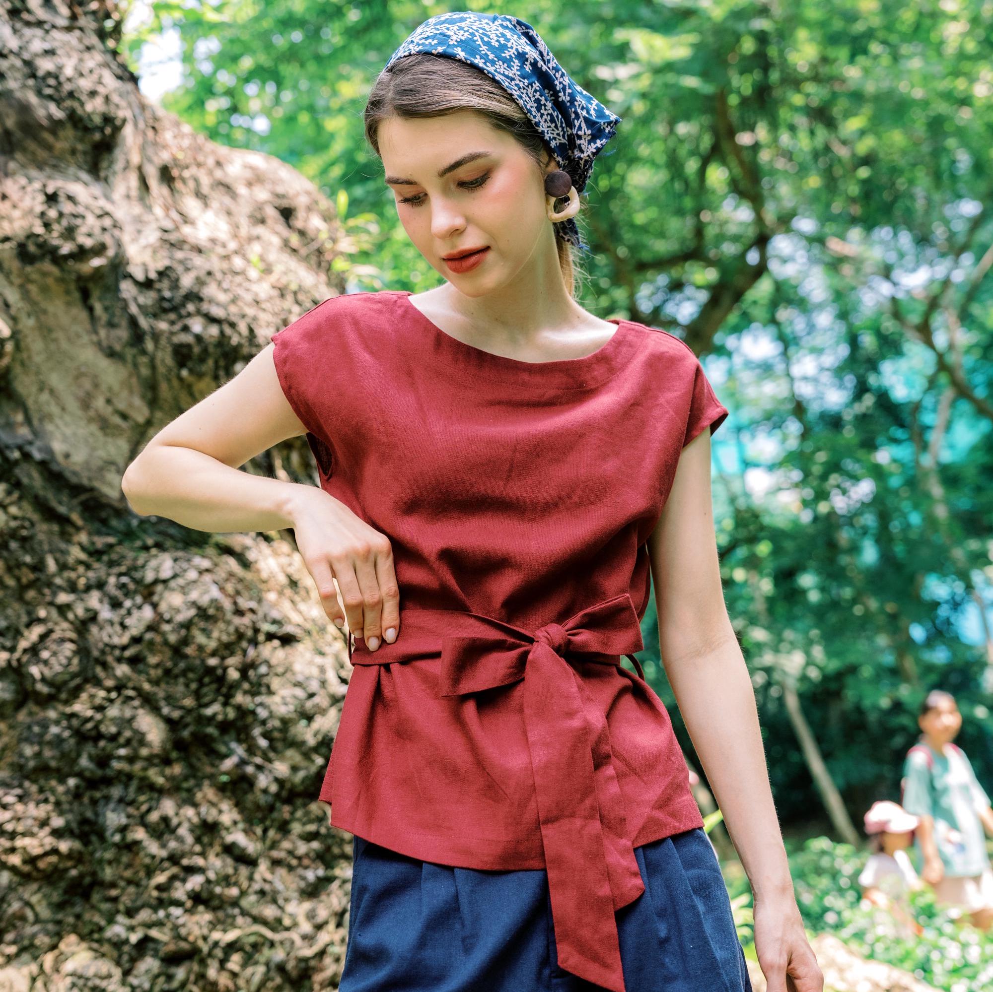 Linen Tie Waist Top | Women Linen Top | Handmade Clothing for Women - Etsy