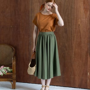 Wide Linen Skirt CHERRY, Flare Skirt, Summer Long Linen Skirt, Premium Linen clothing for Women