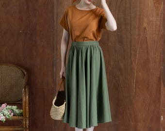 Wide Linen Skirt CHERRY, Flare Skirt, Summer Long Linen Skirt, Premium Linen clothing for Women