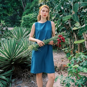 Linen Tank Dress, Sleeveless Linen Summer Dress, Linen Mini Dress, Linen Shift Dress, Short Linen Dress for Women, Poppy Dress