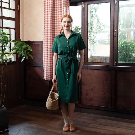 premium linen dress Linen Shirt Dress