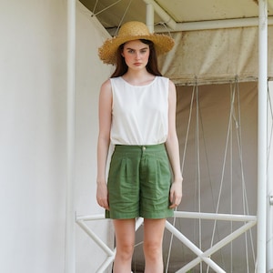 Linen High Waist Shorts, Linen Clothing for Women