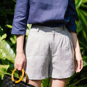 Linen High Waist Shorts Linen Clothing for Women Premium Natural Fabrics image 6