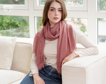 Viscose Scarf for Women, Lightweight Solid Color Wrap, Oversized Shawl Gift