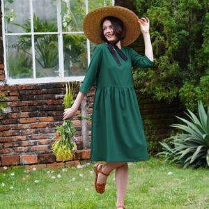 Linen Loose Fit Dress ELLE, Long Sleeve Linen Short Dress, Linen dress with pockets, Linen Summer Dress, Linen Clothing for Women