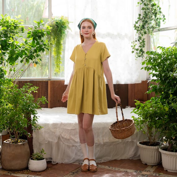 knee length dresses for ladies Helena One Shoulder Linen Mini Dress / Natural Beige | Meshki main image 1