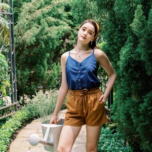 Linen Shorts - Elastic Waist Shorts - Linen Clothing for Women