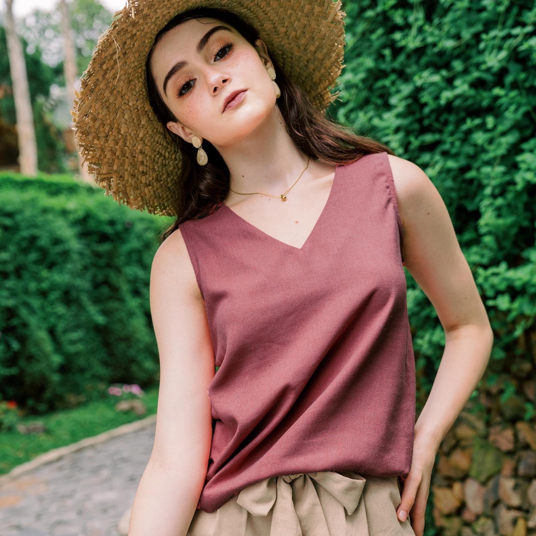 Linen V-neck Tank Top Sleeveless - Premium Linen Clothing for Women - Etsy