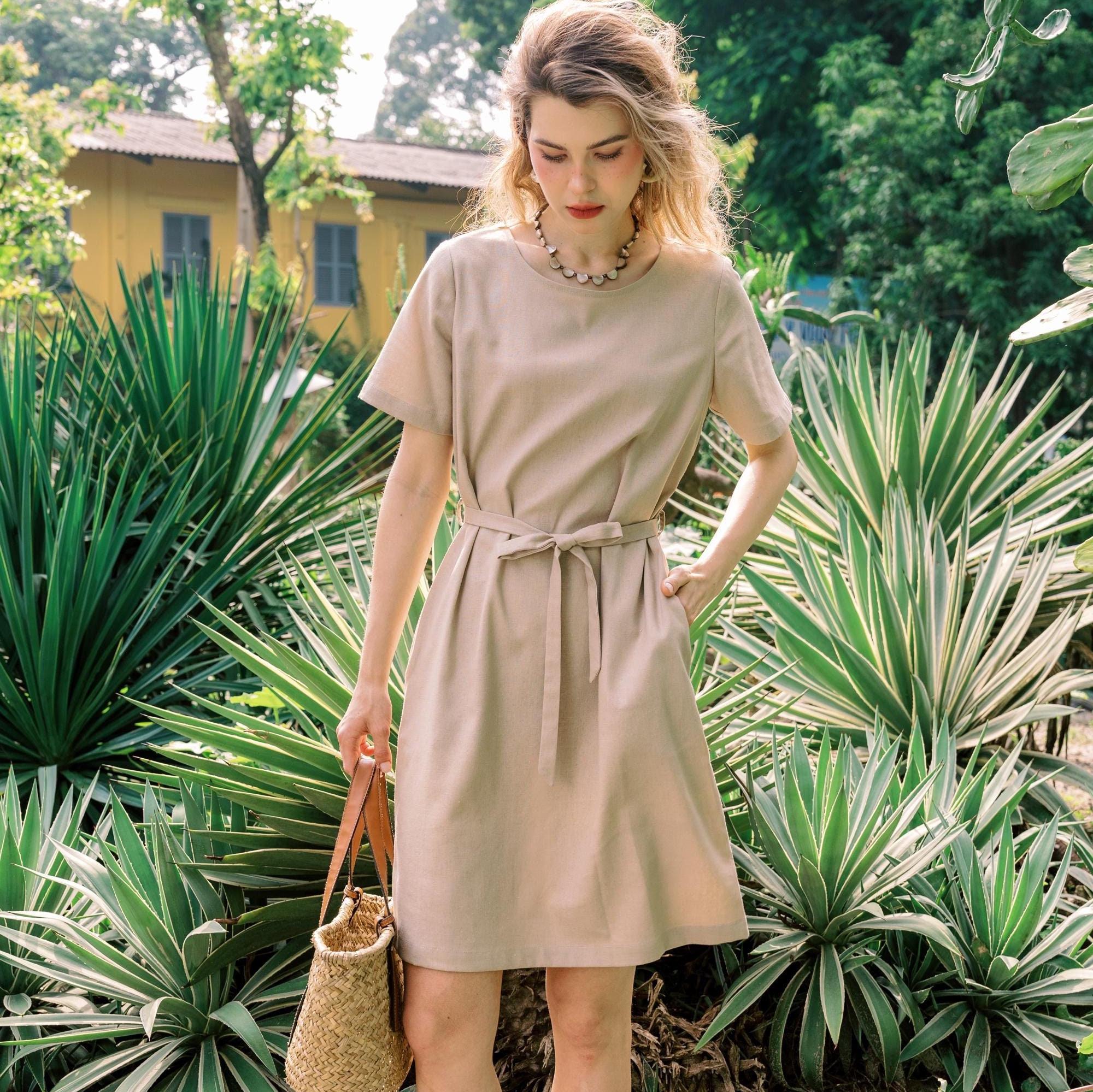 knee length dresses for ladies Daisy Linen Dress
