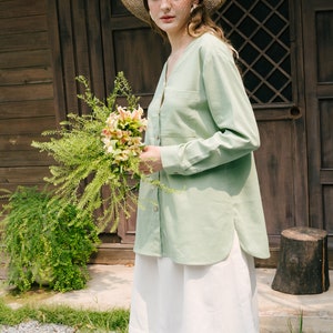 Oversized Linen Shirt Linen Clothing for Women image 7