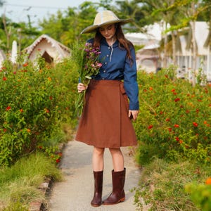 Linen Wrap Skirt, High waisted skirt, Linen circle skirt, Linen summer skirt, Linen clothing for women