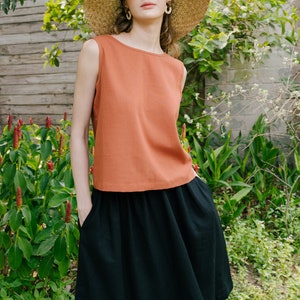 Linen Skirt, Midi Linen Skirt, High Waist Skirt, Premium Linen Clothing for Women image 7