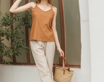 Linen Camisole - V Neck Cami Top - Premium Linen Clothing for Women