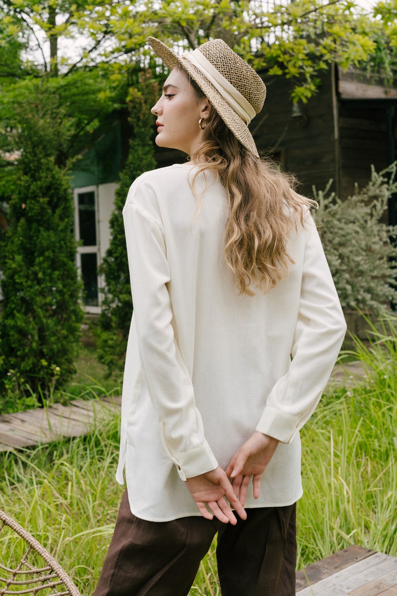 Oversized Linen Shirt Linen Clothing for Women image 5