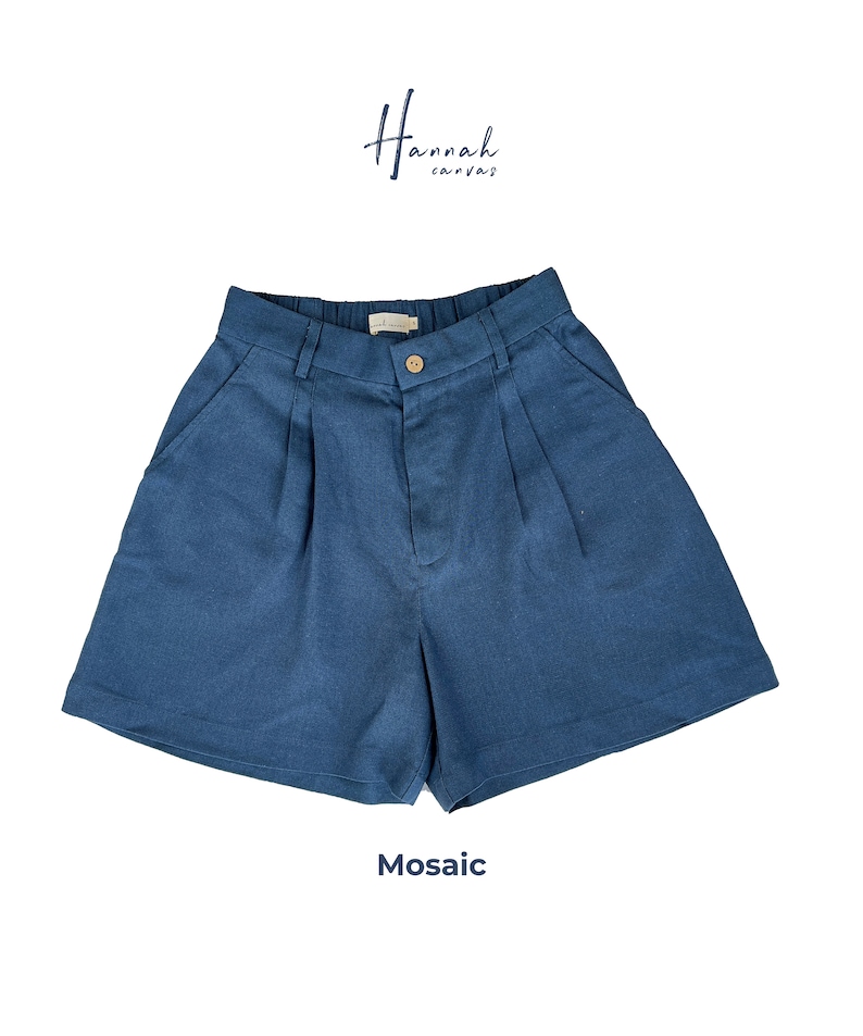 Linen High Waist Shorts Mosaic