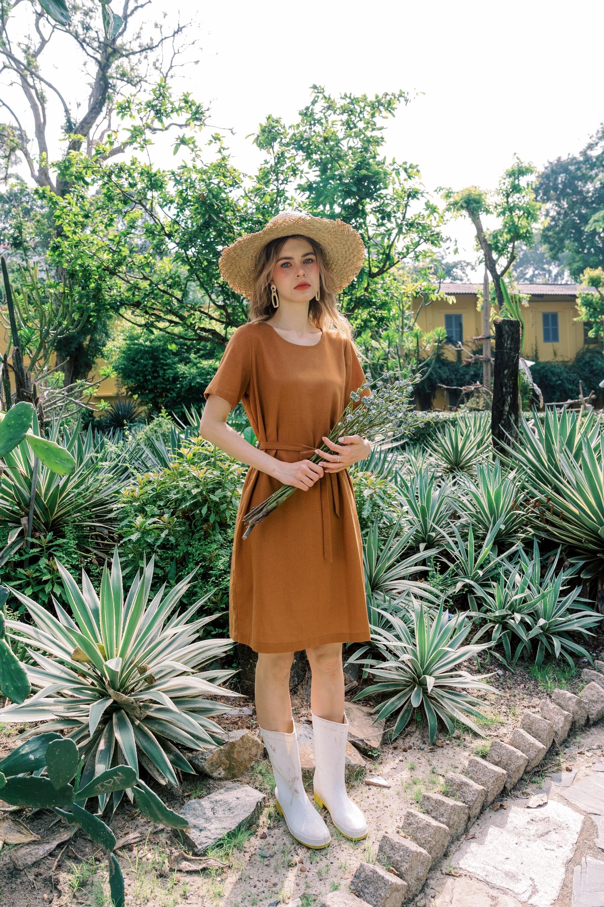 Linen dress with belt DAISY | Short Linen dress | Flare dress for woman | Summer Clothing for Women
