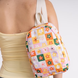 Floral Canvas Mini Backpack, Travel Backpack, Teen Gift