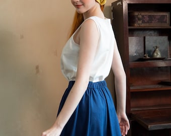 Wide Linen Skirt CHERRY, Flare Skirt, Summer Long Linen Skirt, Premium Linen clothing for Women