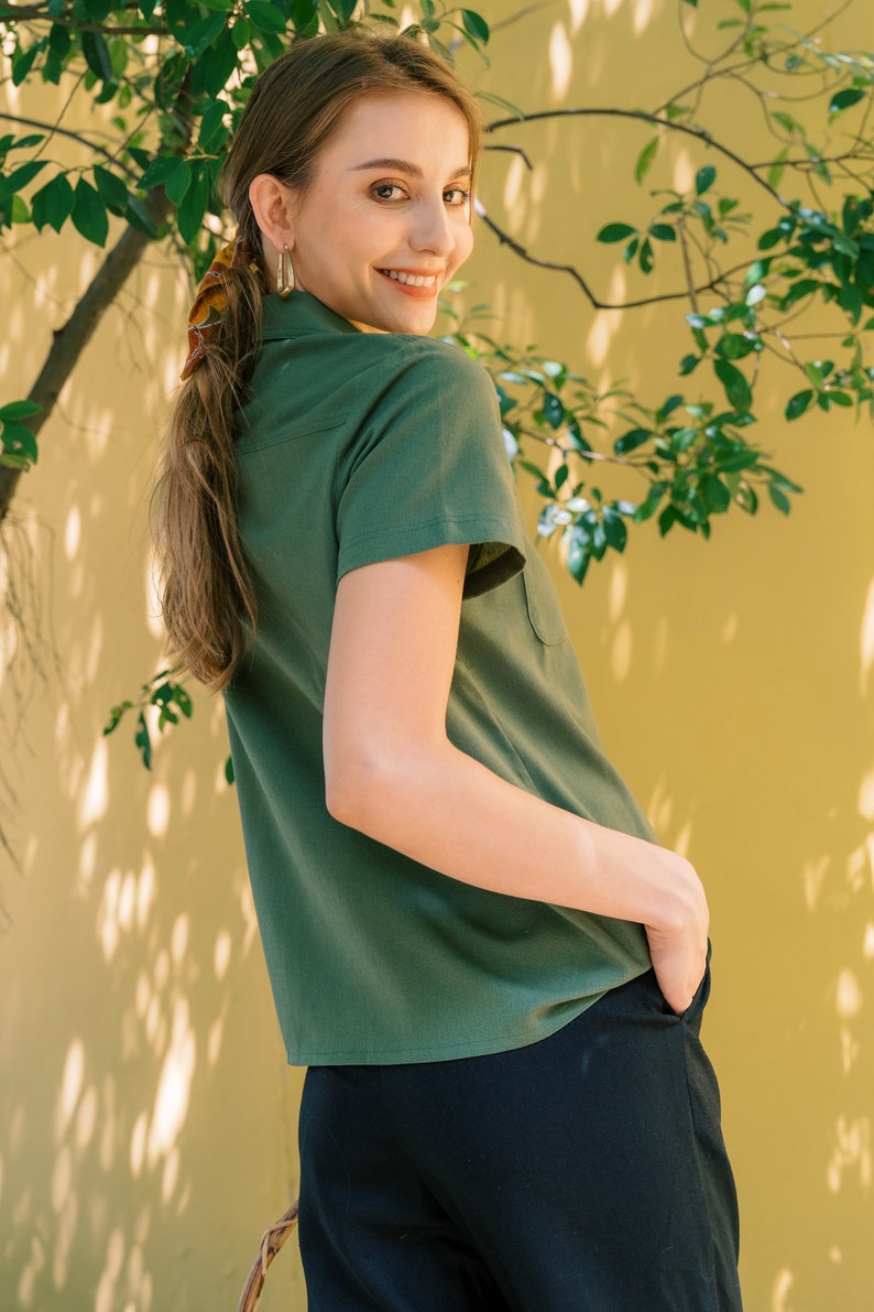 Linen short sleeves shirt Linen Clothing for Women Premium Natural Fabric image 7