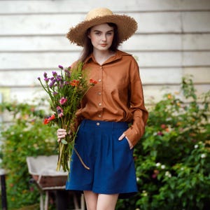 Linen High Waist Shorts, Linen Women Shorts - Linen Clothing for Women