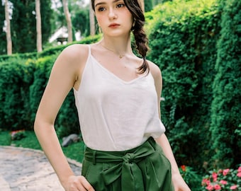 Linen Camisole - V Neck Cami Top - Premium Linen Clothing for Women