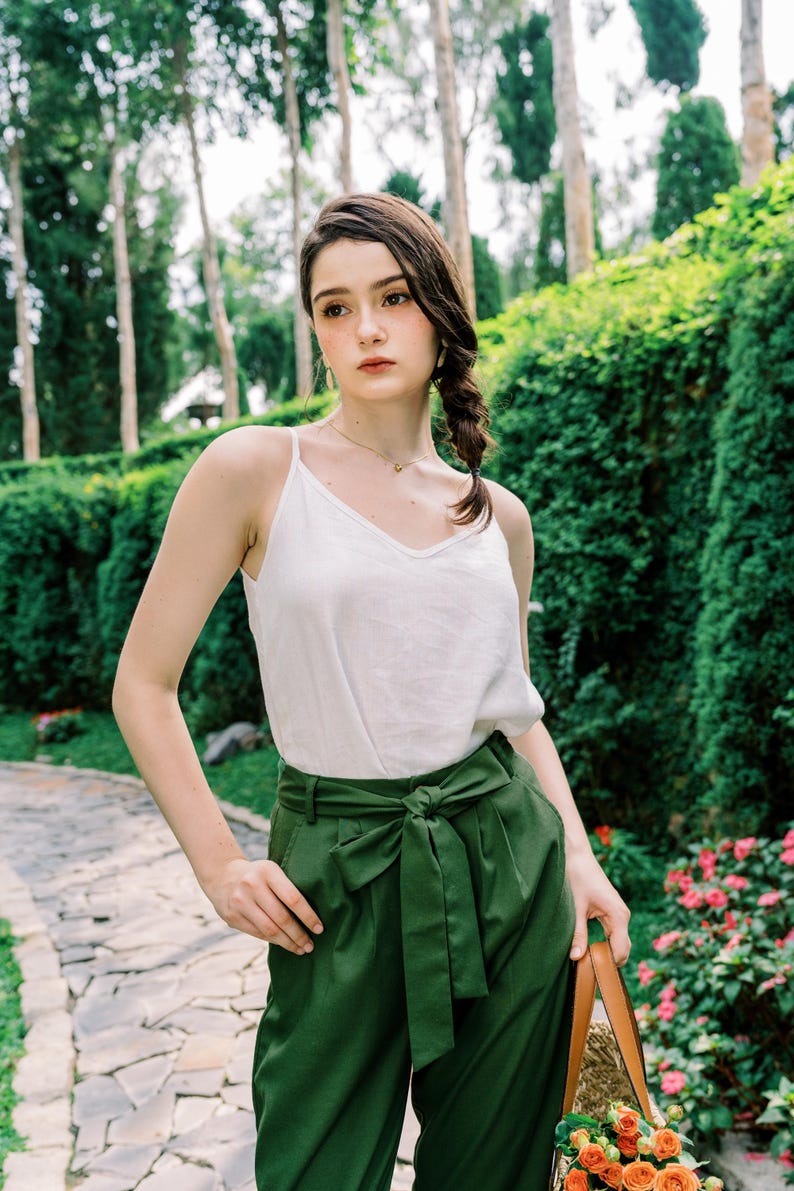 Linen Camisole - V Neck Cami Top - Premium Linen Clothing for Women