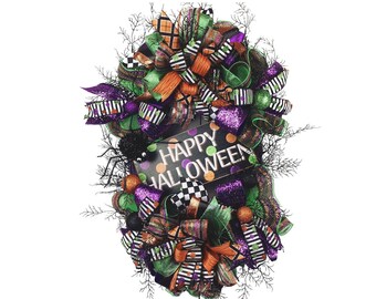Happy Halloween Wreath, Spooky Wreath for Halloween, Door Decor for Halloween, Fall Wreath for Halloween