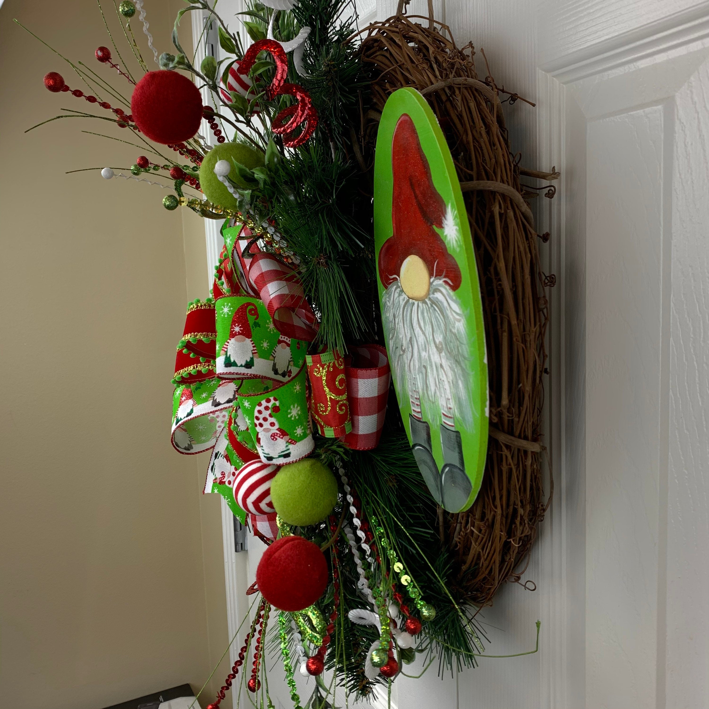 Christmas Gnome Wreath for Front Door Gnome Decor Christmas Etsy.de