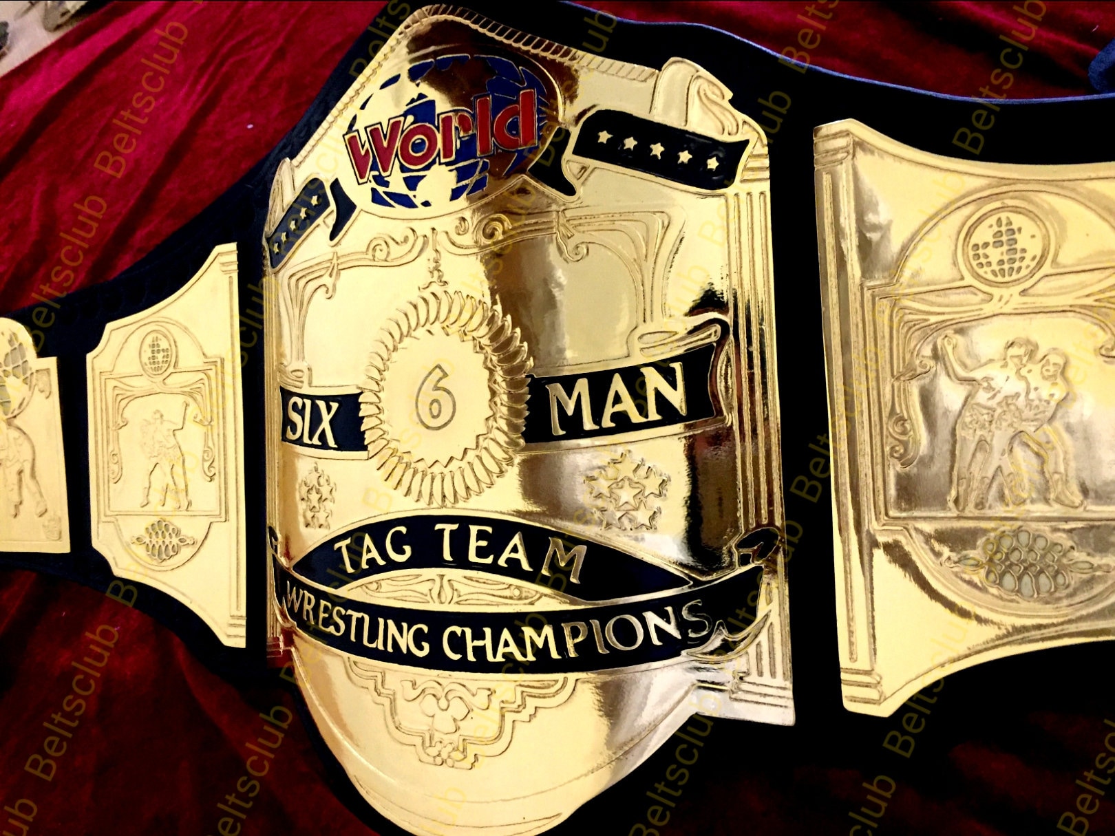 Wcw World Six Man Tag Team Wrestling Championship Belt Gold Etsy