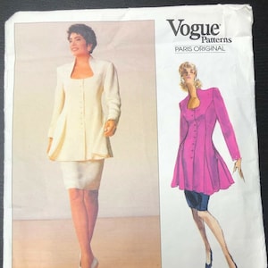 Modello Vintage Vogue 2248 di Chloè Taglie 12-16 Giacca Gonna Retro Power Suit