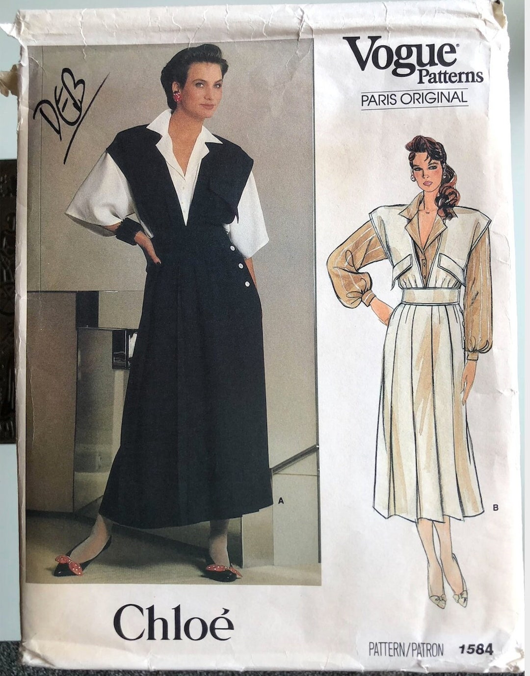 Patterns Chloses Chloè Vintage Vogue Sewing Pattern 1584 Jumper, Dress and Blouse Size ...