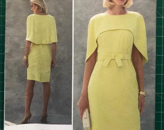 Vogue Badgley Mischka Sewing Pattern 1579, Dress with Cape, Evening, Cocktail- Uncut (Sizes 6-14)