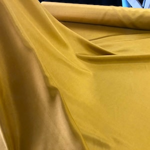 100% Pure Silk, Mustard Golden Greenish Yellow Ahimsa Ethical, Sustainable Peace Silk, Slubbed Habutai Lightweight Mulberry Sari Silk
