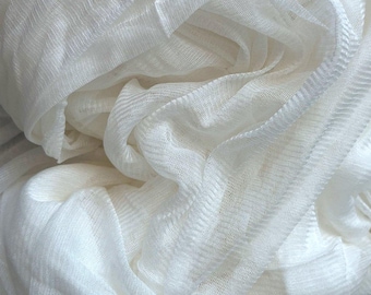 Ivory White Mulberry Silk Tulle, Stretchy Knitted Mesh, Bridal Couture Fabric