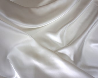 Ivory Silk Satin, 100% Natural Mulberry Silk, Italian Ex-Designer Stock, Highest Quality Pure Silk Fabric For Fashion Garments Lingerie