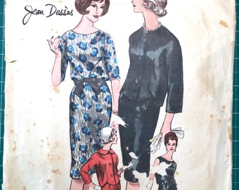 Oryginalny wykrój krawiecki Vogue Paris z lat 60., sukienka i marynarka Jean Dessès, rozmiar 14